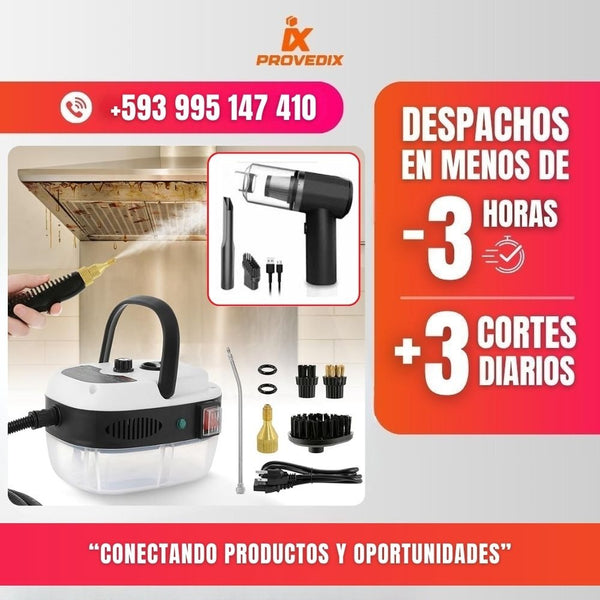 Kit de limpieza a vapor y mini aspiradora