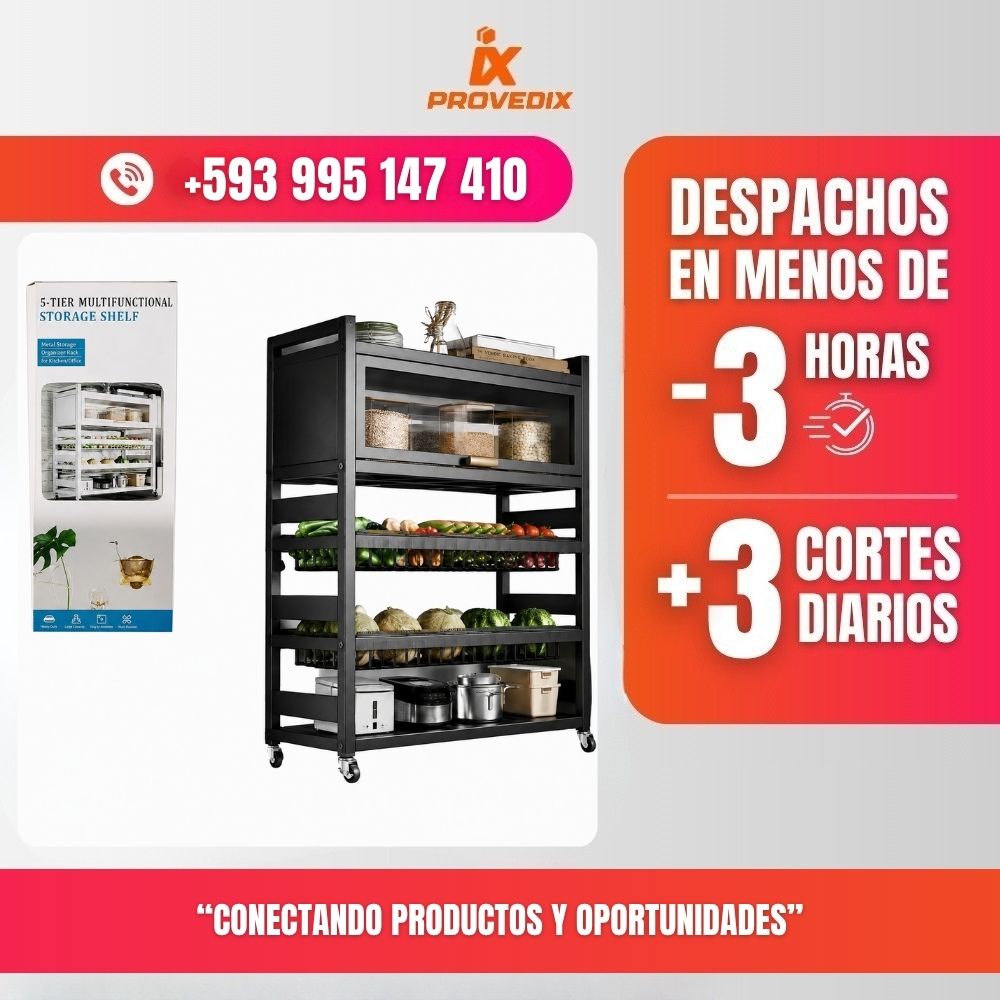 Estantería de cocina con ruedas y vitrina