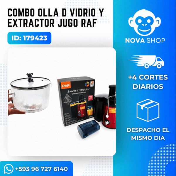 Combo de cocina: olla de vidrio y extractor RAF